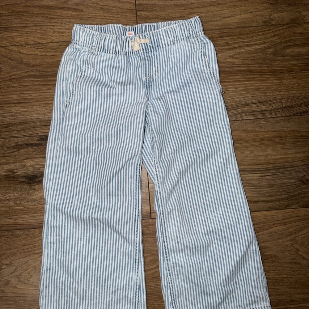 Cat & Jack Light Blue & White Striped Pull-On Pants